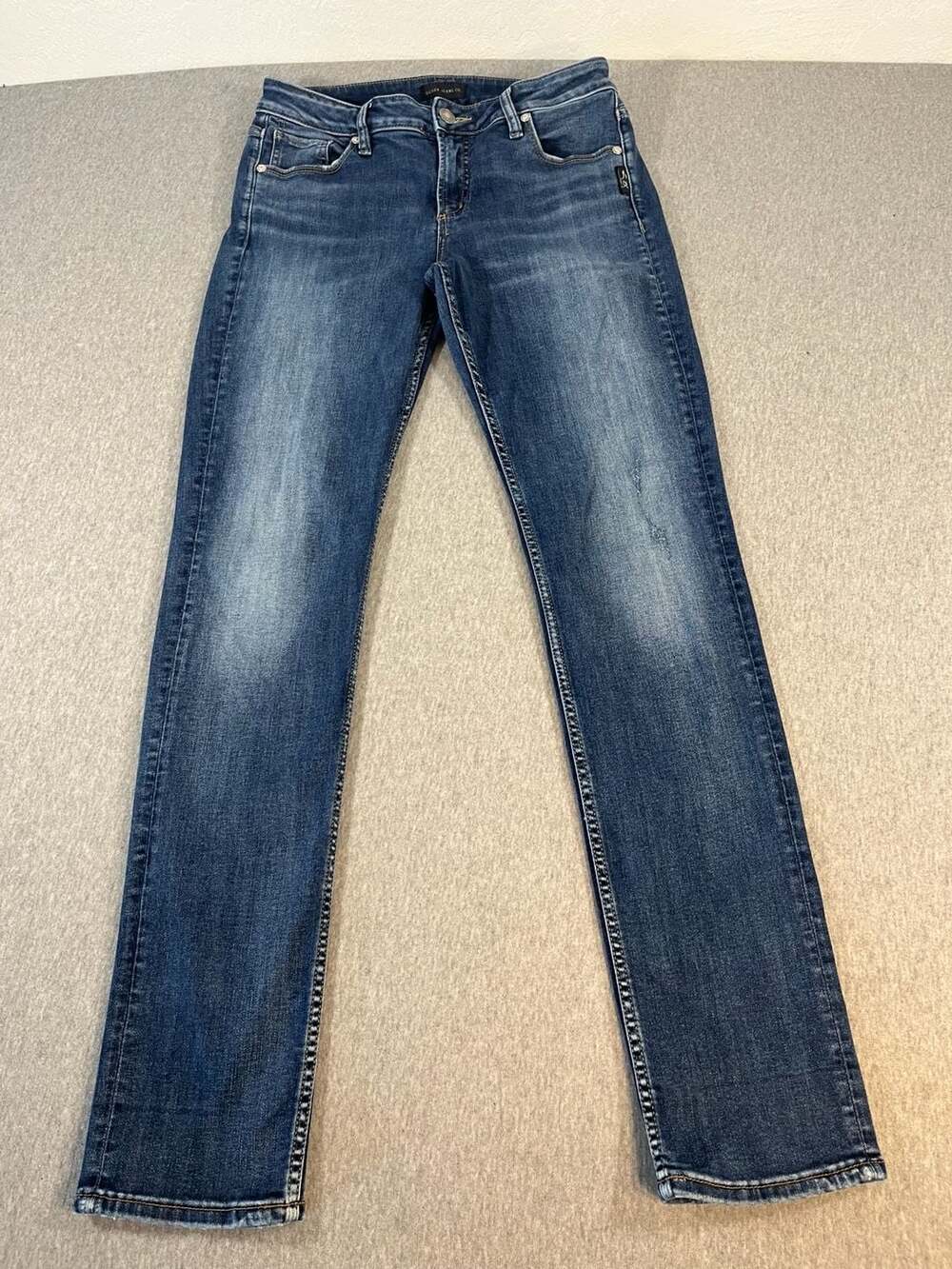 Silver Jeans Co. Distressed Skinny Stretch Denim Blue Jeans Size 30x32